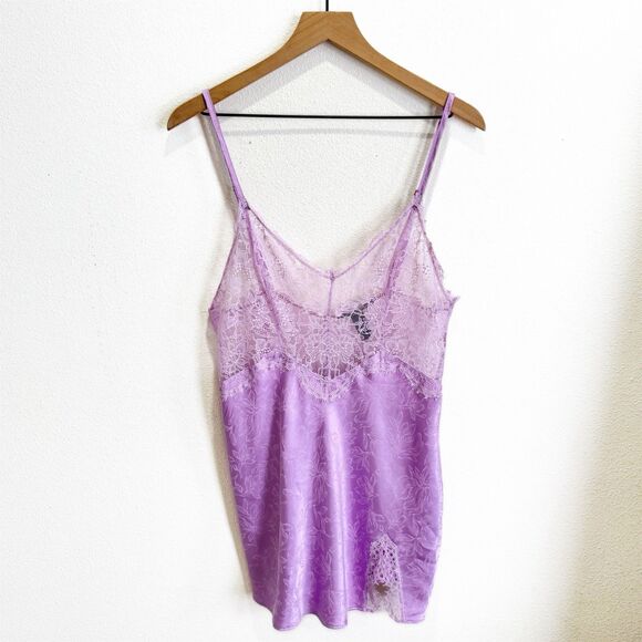 Victoria's Secret Other - Victorias Secret Slip‎ Womens Large Purple Floral Satin Fairy Coquette Feminine
